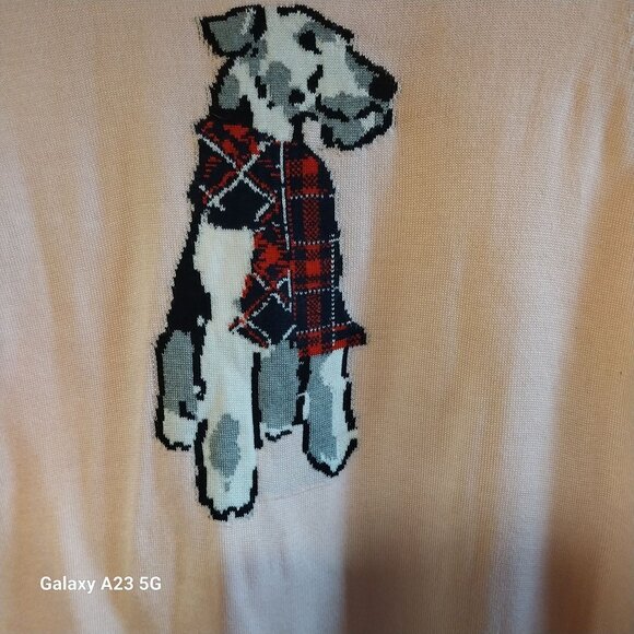 Tommy Hilfiger Womens Pink Sweater Dog Design Cotton Blend Size M Cozy Resort - Picture 3 of 7